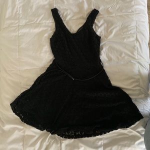 black dress with lace detailing